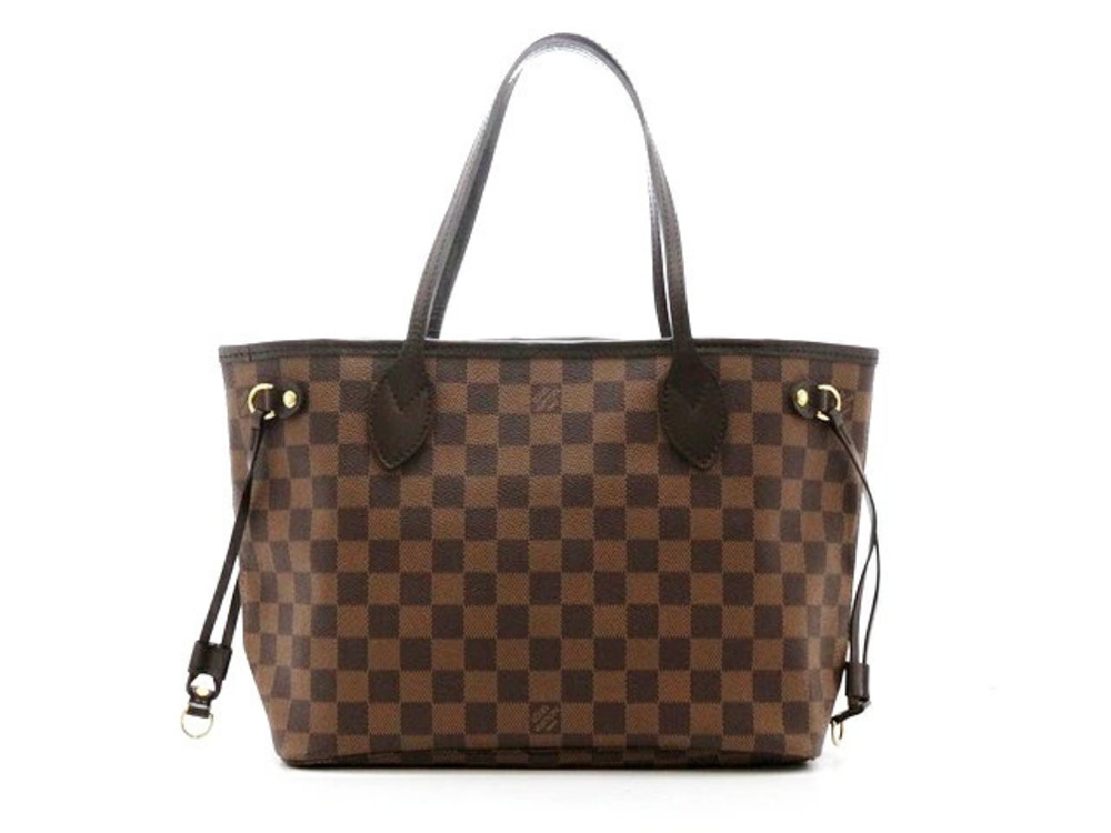 LOUIS VUITTON Neverfull Tote Bag Damier Canvas Leather Brown